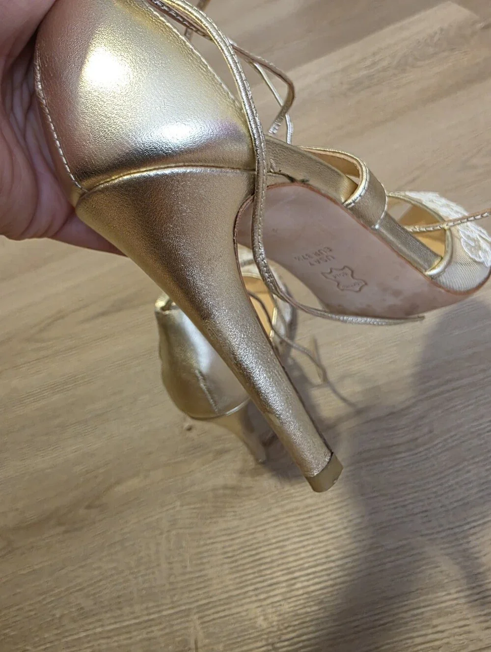 Bella Belle | Anita Gold Lace Wedding Shoes Size 7